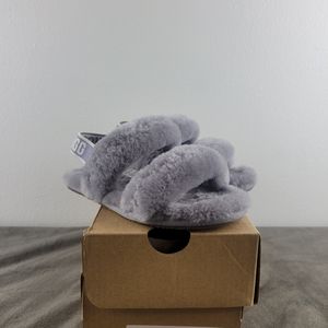 NEW UGG INFANT TODDLER OH YEAH SLIDE Gray 1116636T SHEEPSKIN Size 12